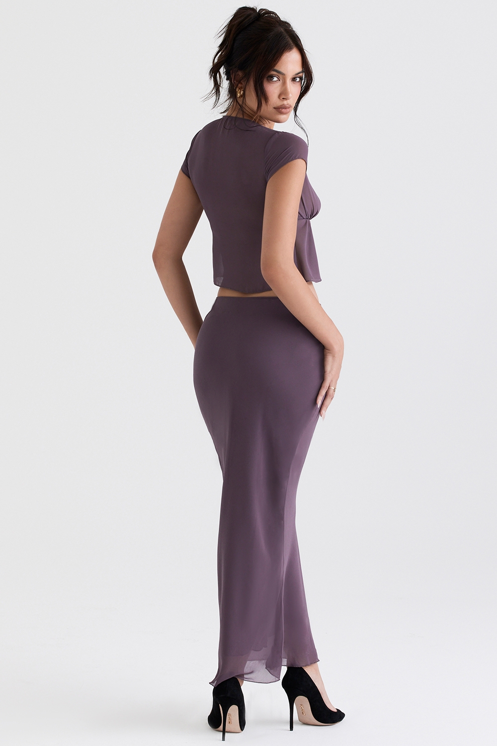 Dyana-Dark Mauve Bias Cut Maxi Skirt