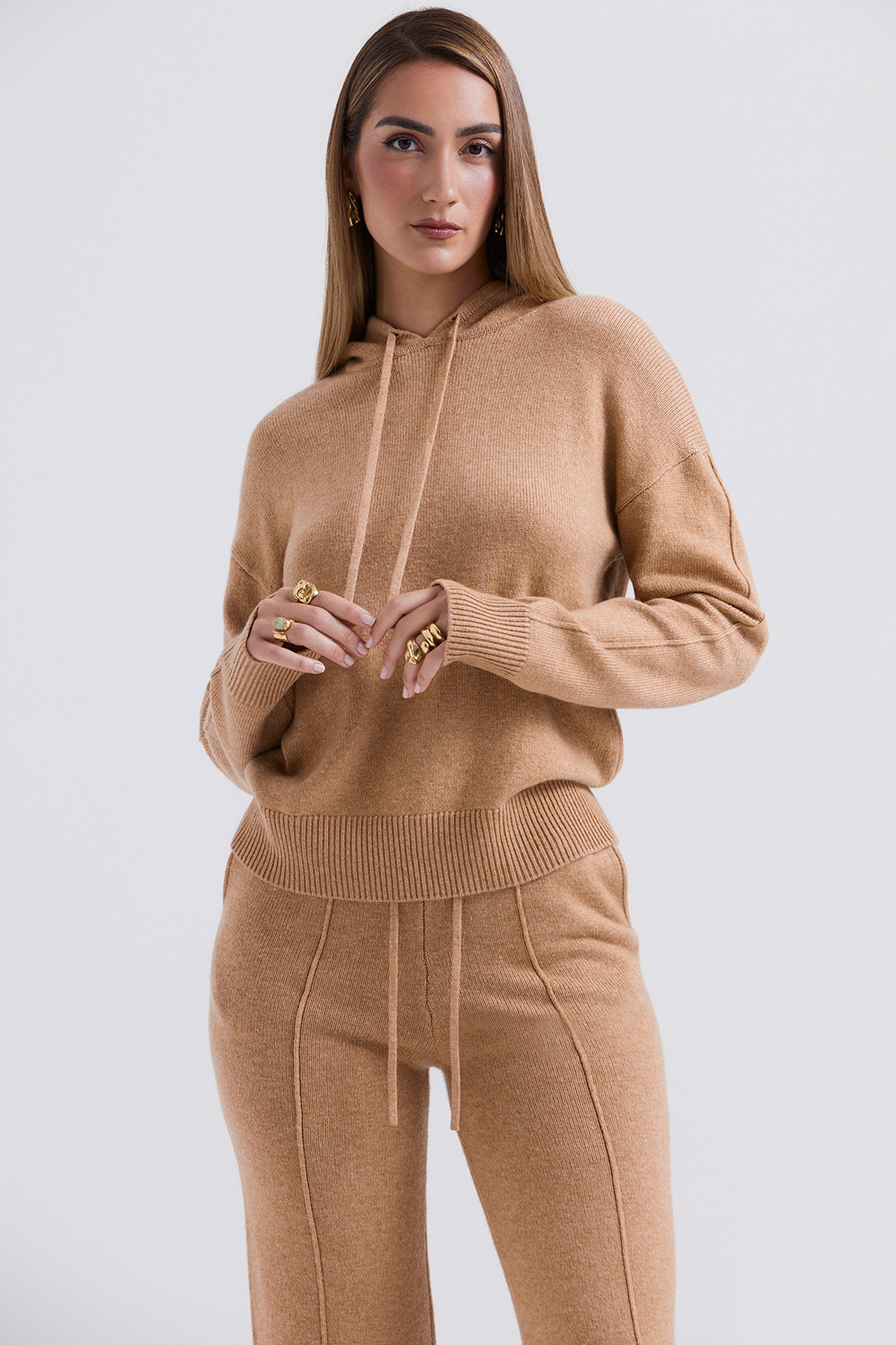 Jionni-Camel Cashmere Blend Hoodie - SALE