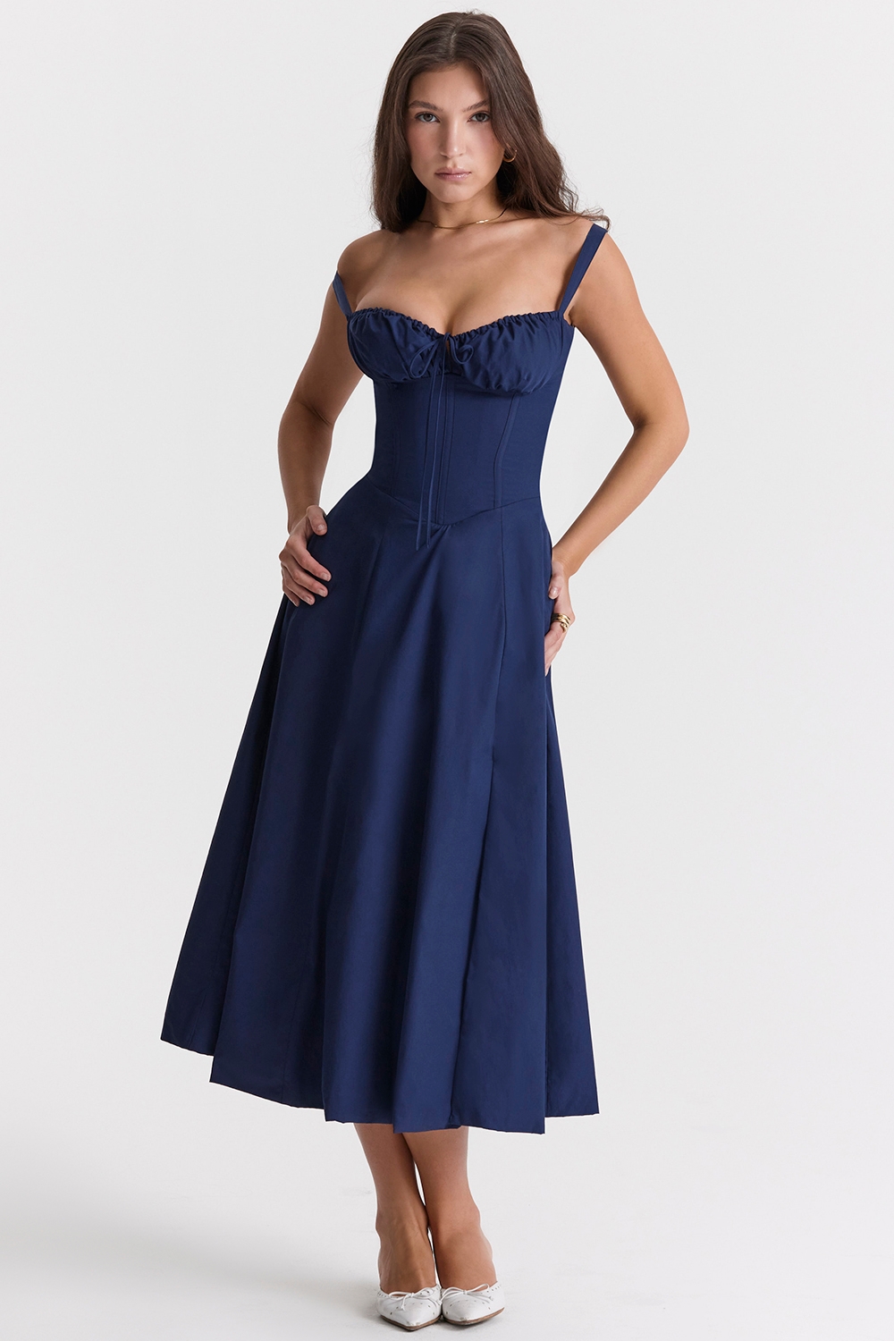 Carmen-French Navy Bustier Sundress