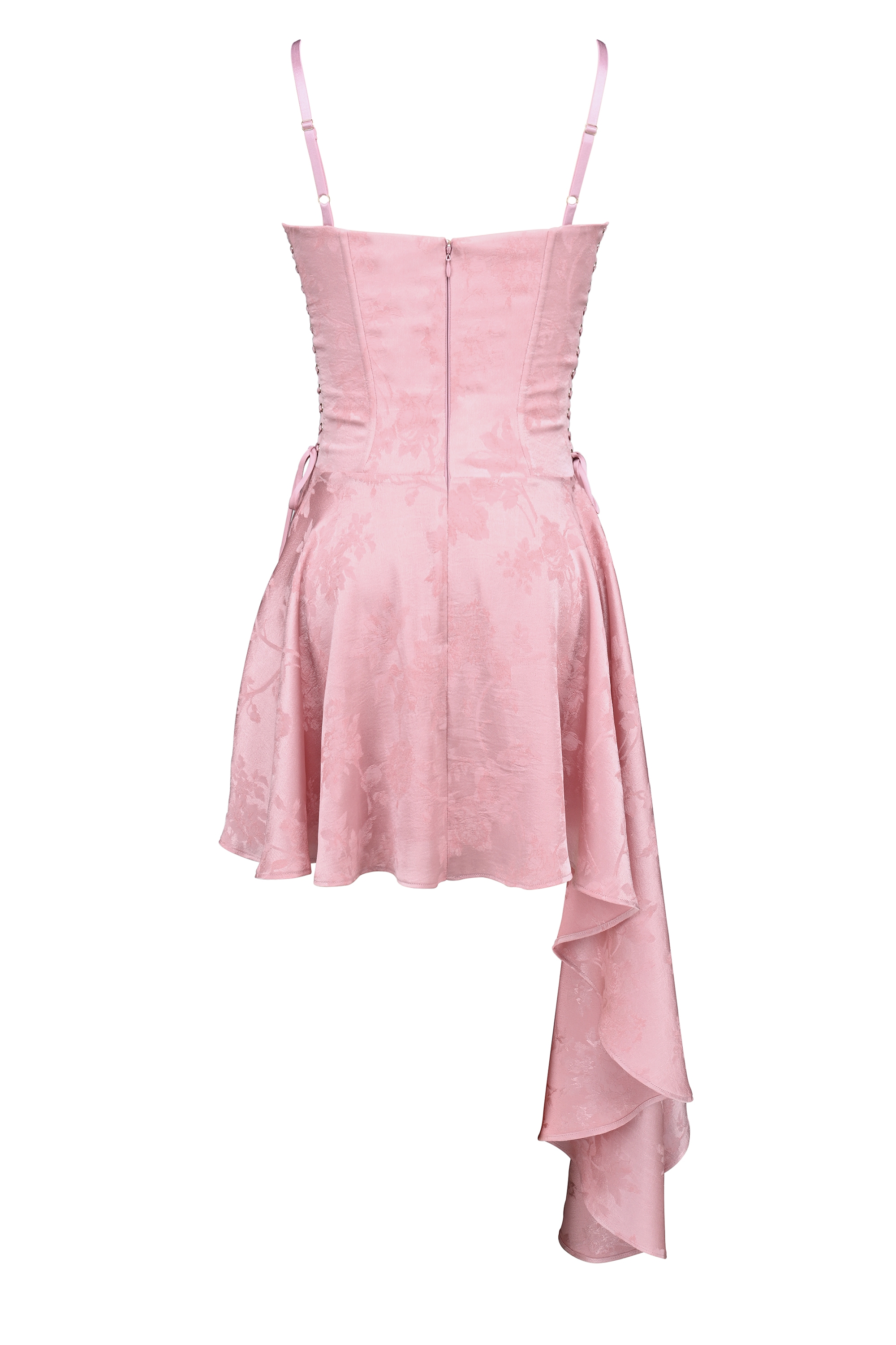 Lola-Pink Jacquard Draped Mini Dress