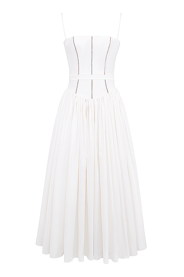 Ysabella-White Cotton Maxi Sundress