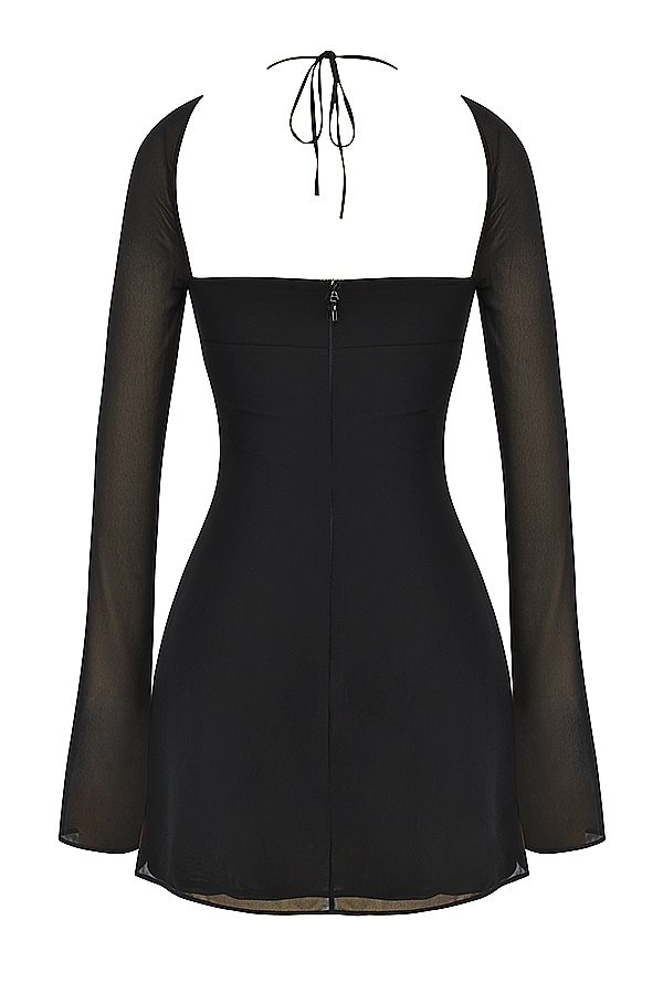 BabyDoll-Black Chiffon Halter Mini Dress