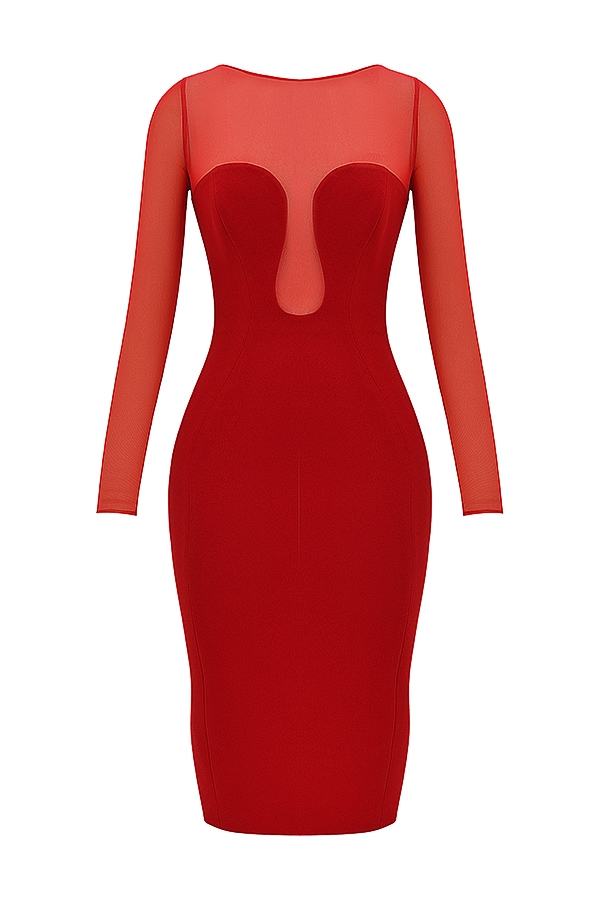 Darcy-Scarlet Plunge Midi Dress