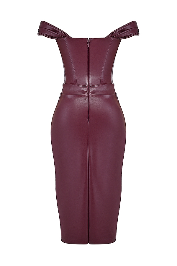 Raven-Mulberry Vegan Leather Corset Dress