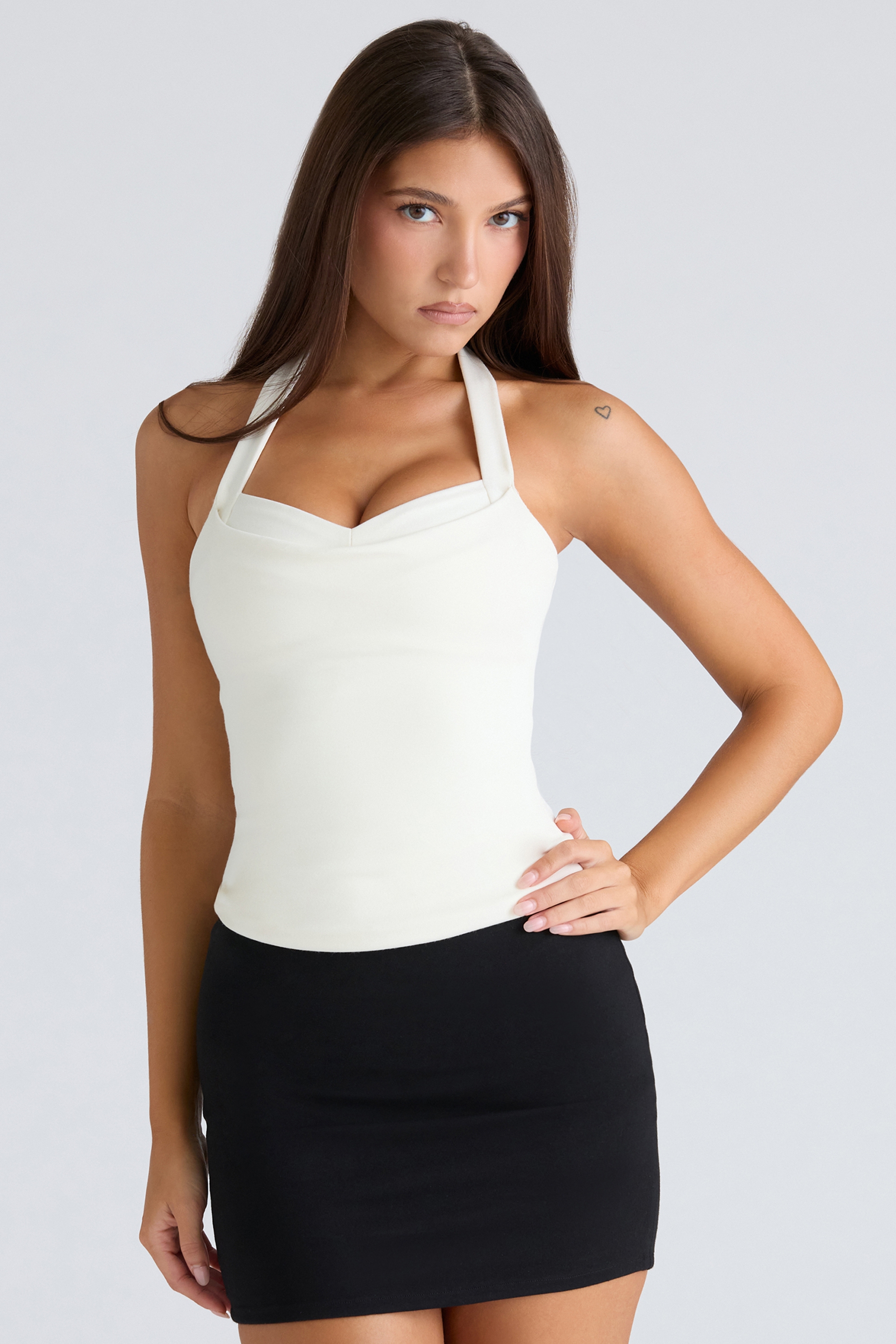The Peekaboo-Ivory Halter Neck Corset Top