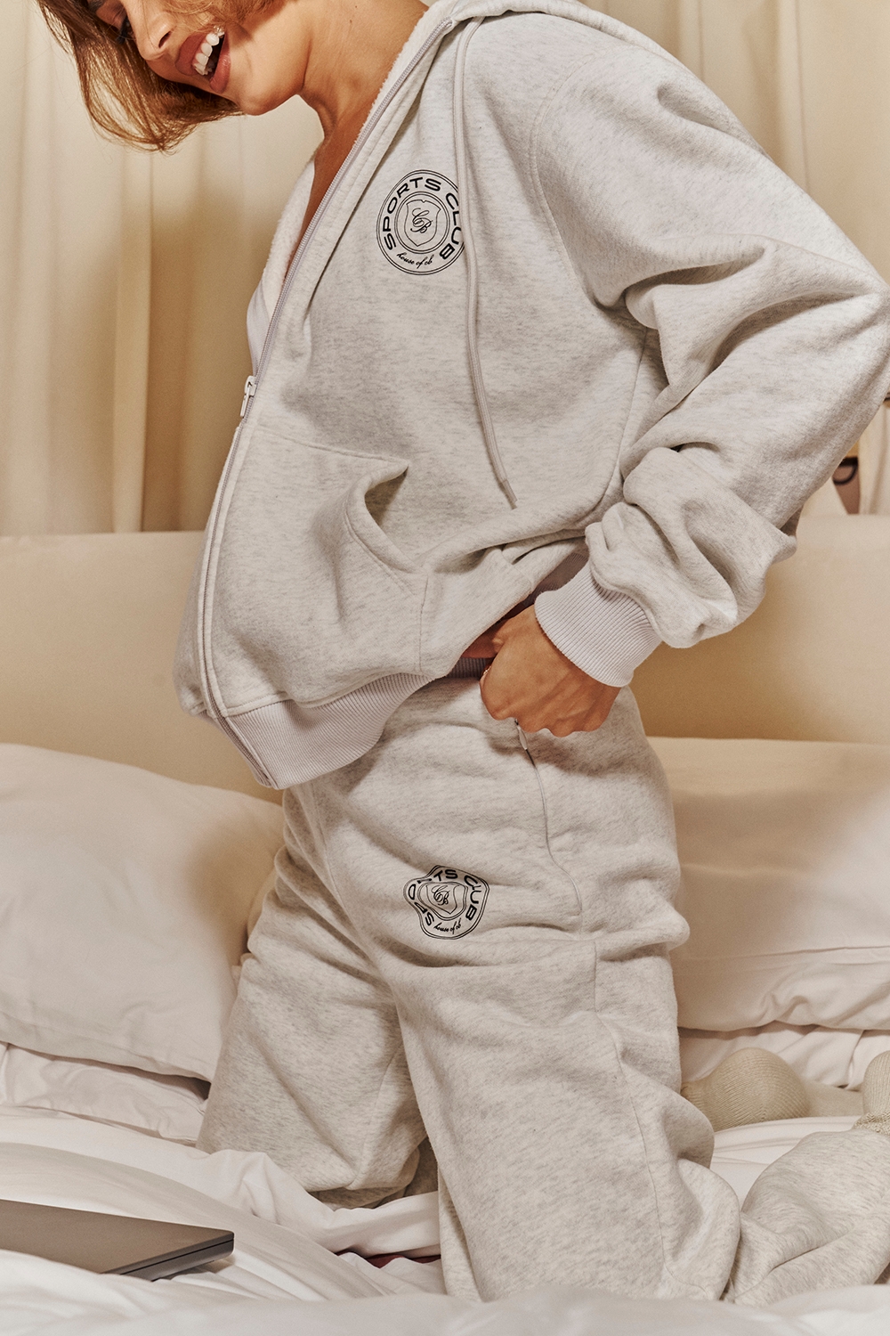 Mirage-Light Grey Marl Zip Through Hoodie