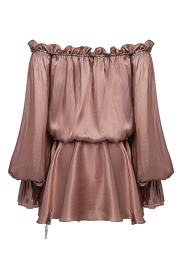 Chaya-Hazelnut Off Shoulder Dress