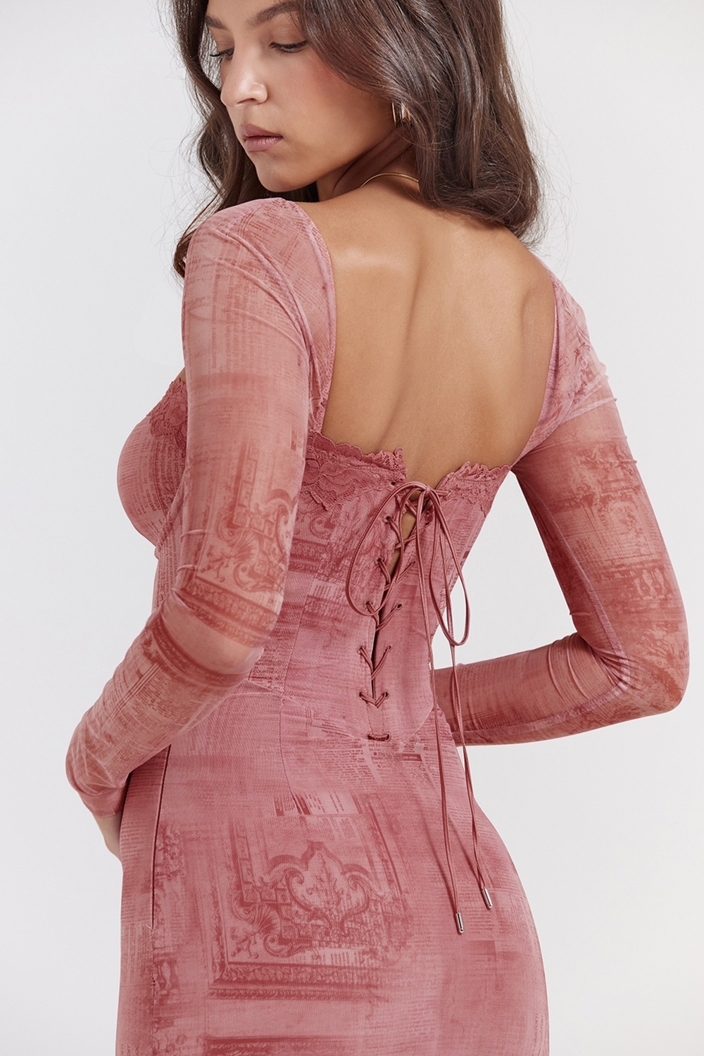 Seraphina-Pink Print Corset Dress