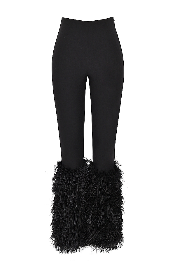 Nicolette-Black Trimmed Trousers