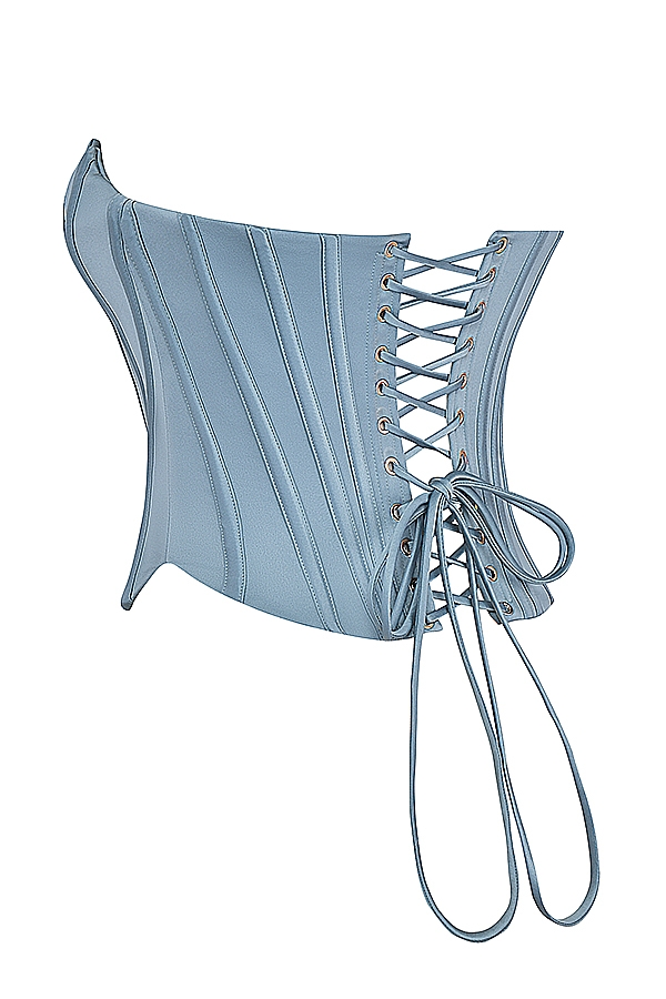 Nastassia-Cool Blue Embellished Satin Corset