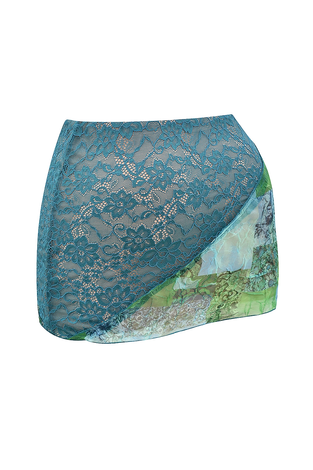Mistress Rocks Ocean Teal Panelled Mini Skirt - SALE