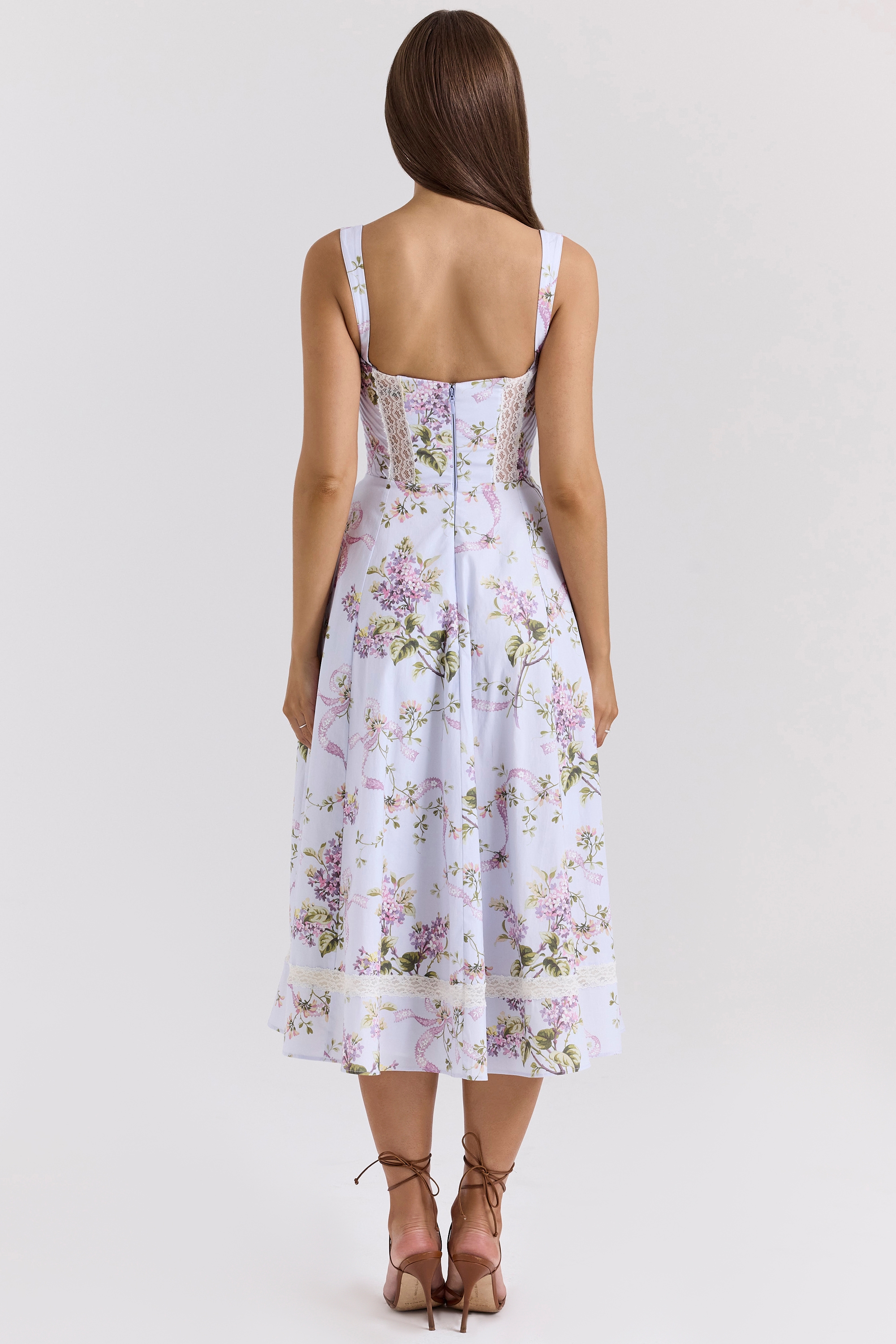 Kim-Lilac Floral Cotton Midi Sundress