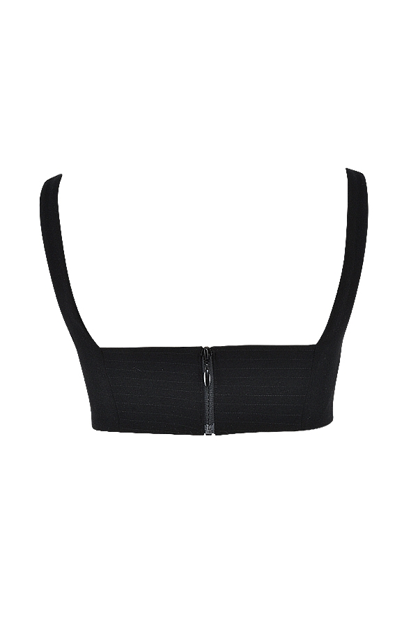 Luciana-Black Pleated Bandeau Top
