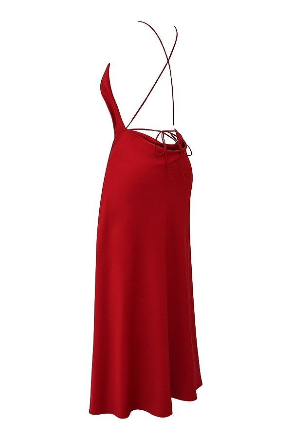Zanab-Red Rose Thigh Slit Maxi Dress