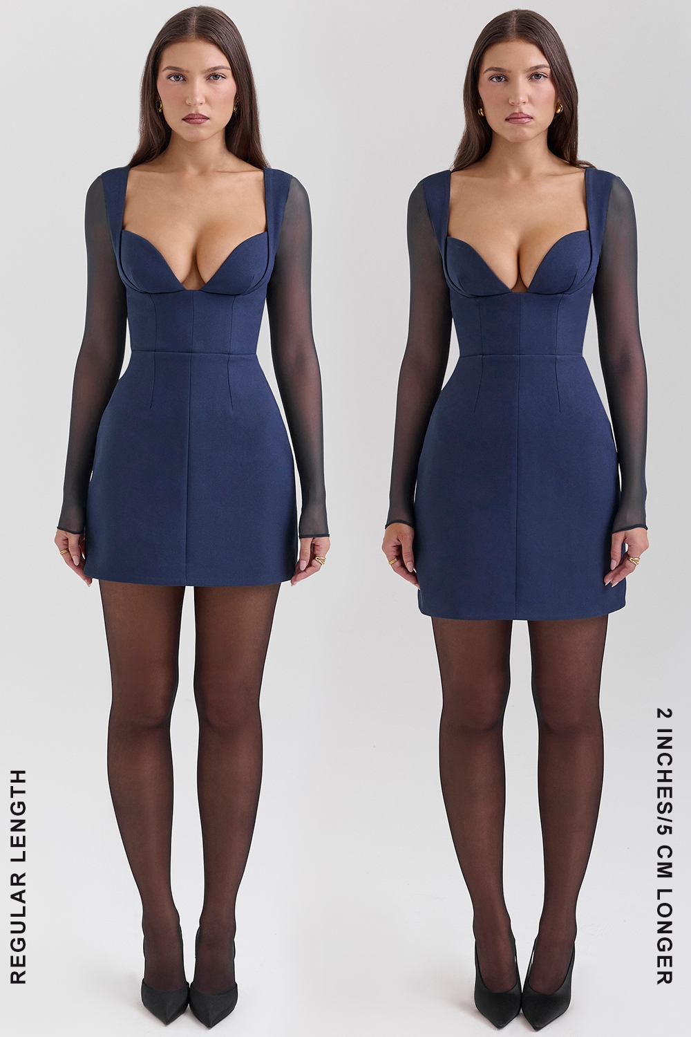 Angelie-Midnight Stretch Crepe Plunge Mini Dress - SALE