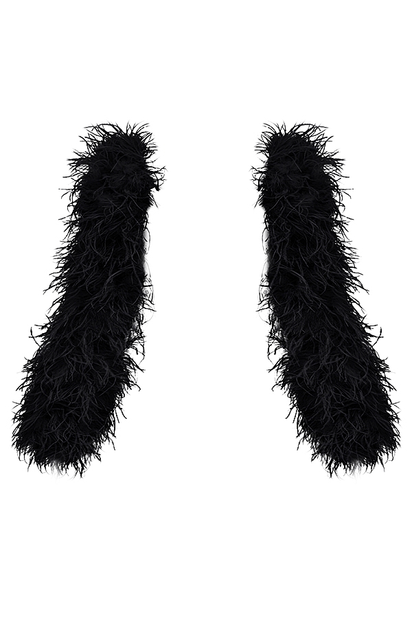 Ash-Black Marabou Sleeve Jacket