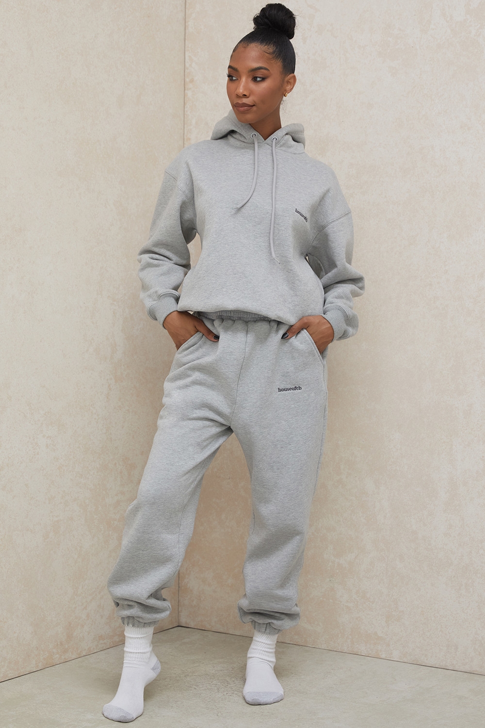 Sky-Grey Fleece Back Jogging Trousers
