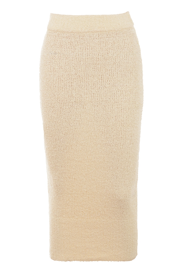Mishka-Cream Soft Boucle Knit Midi Skirt - SALE
