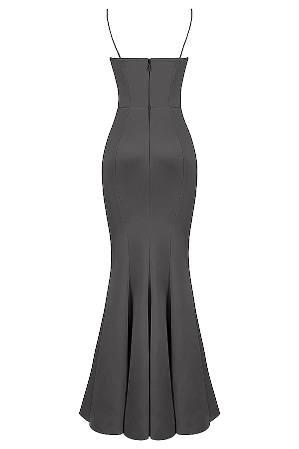 Violette-Shadow Satin Fishtail Gown