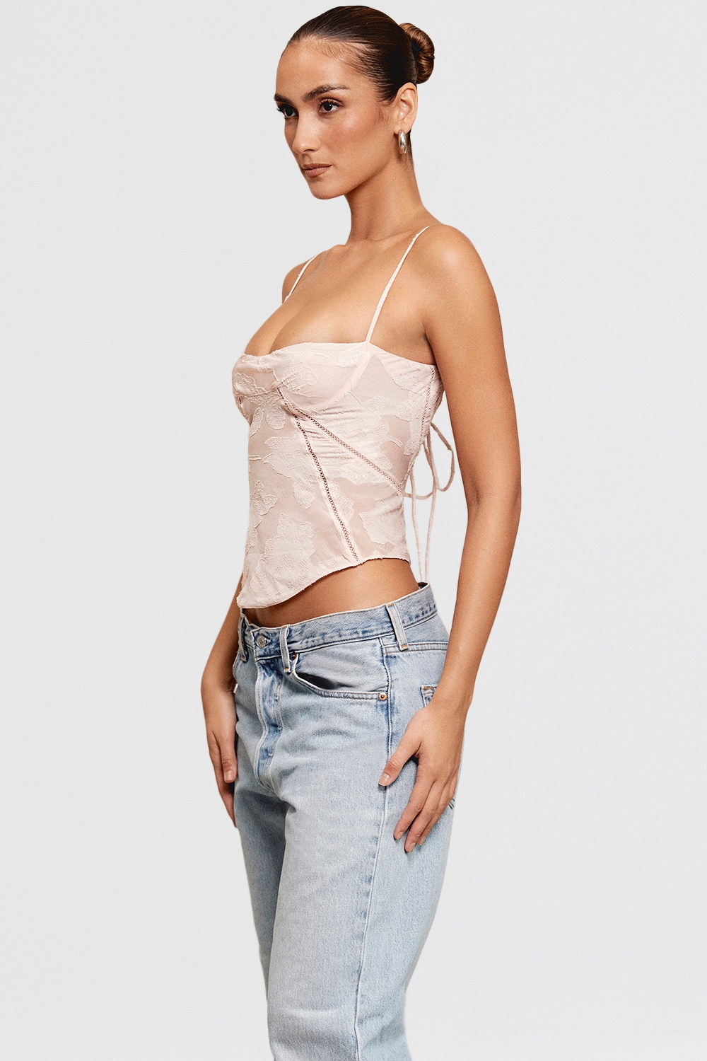 Lisette-Pink Floral Lace Camisole