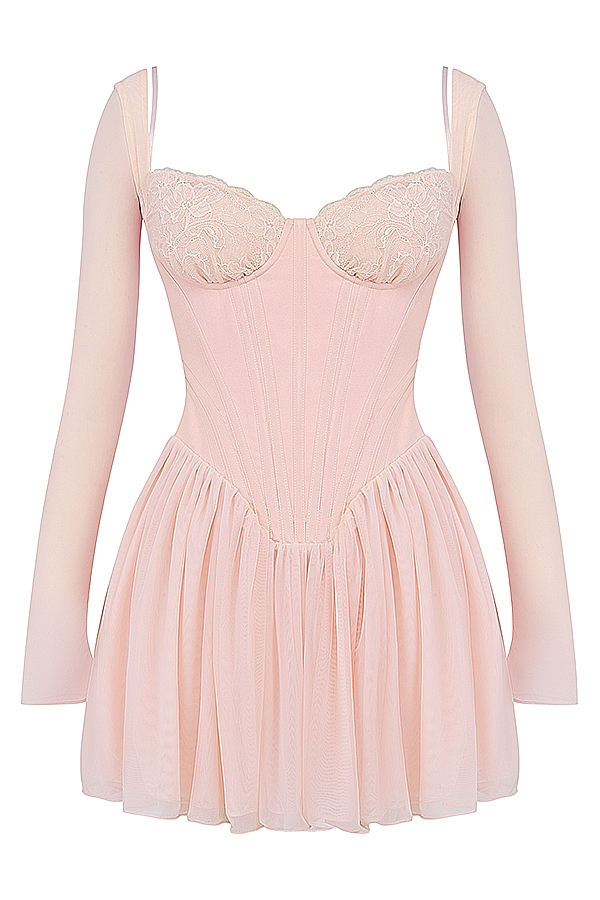 Vivi-Soft Peach Corset Mini Dress