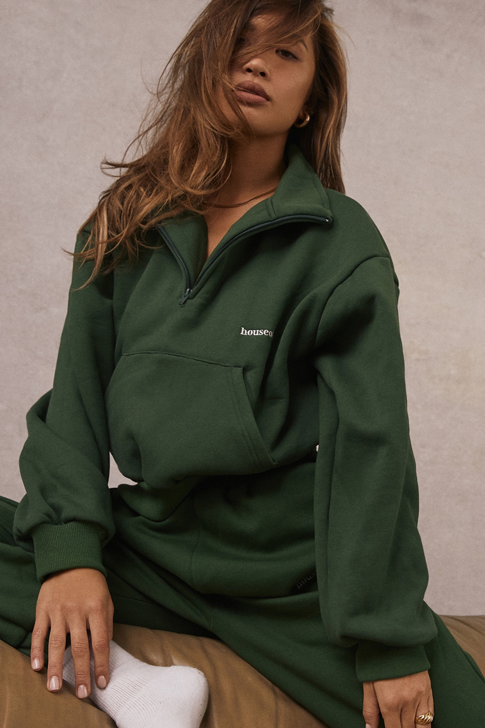 Sky-Green Fleece Back Jogging Trousers