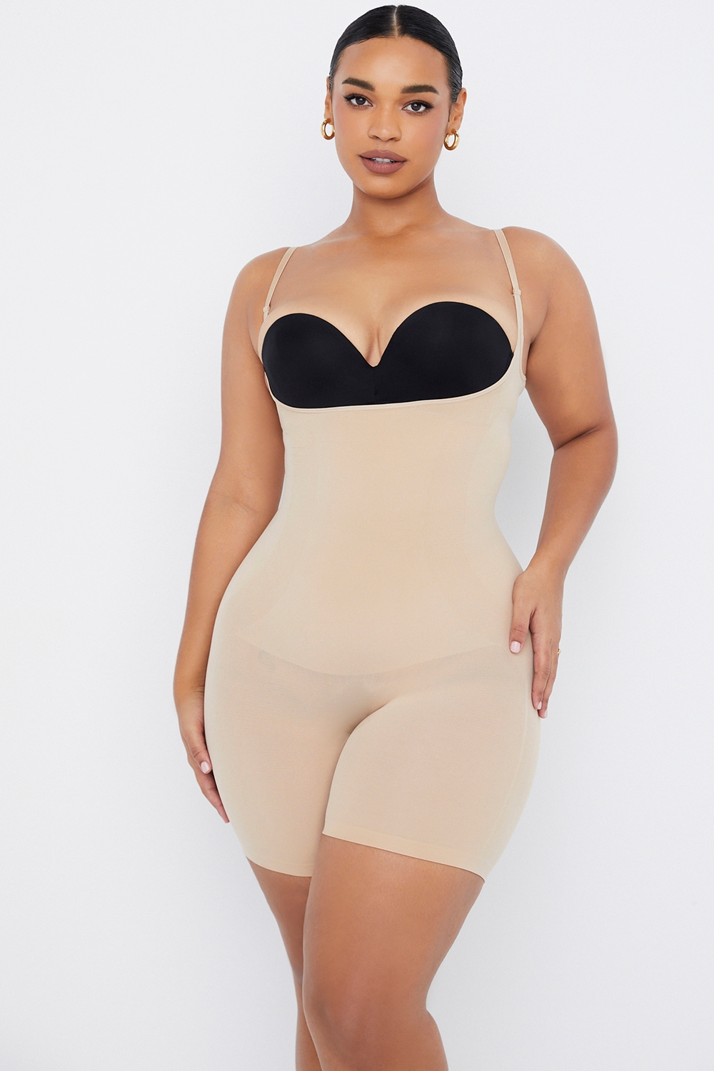 Mid Thigh Sculpting Bodysuit Almond