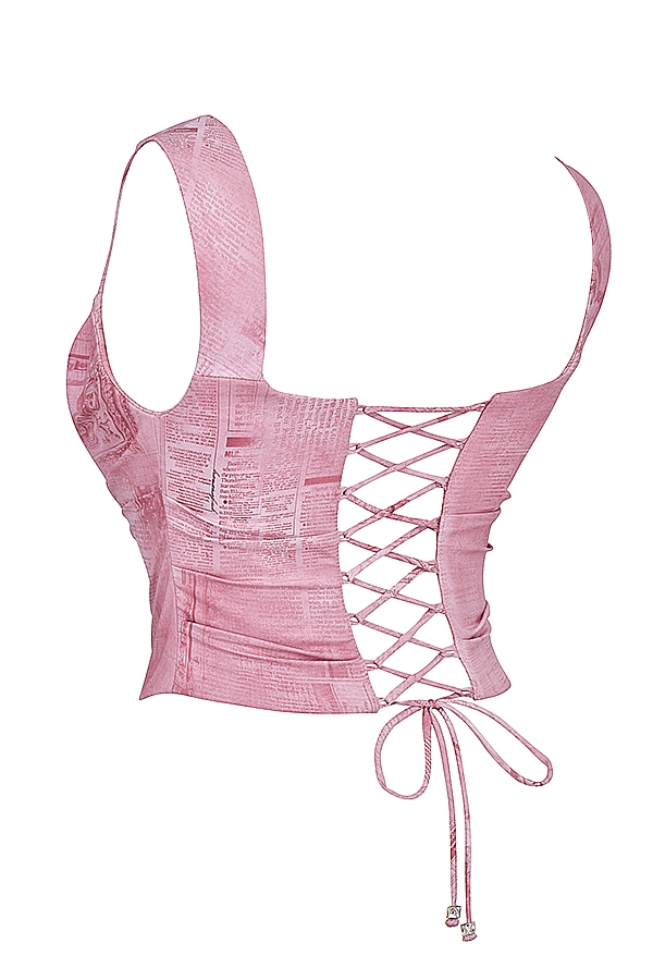 Una-Pink Print Corset