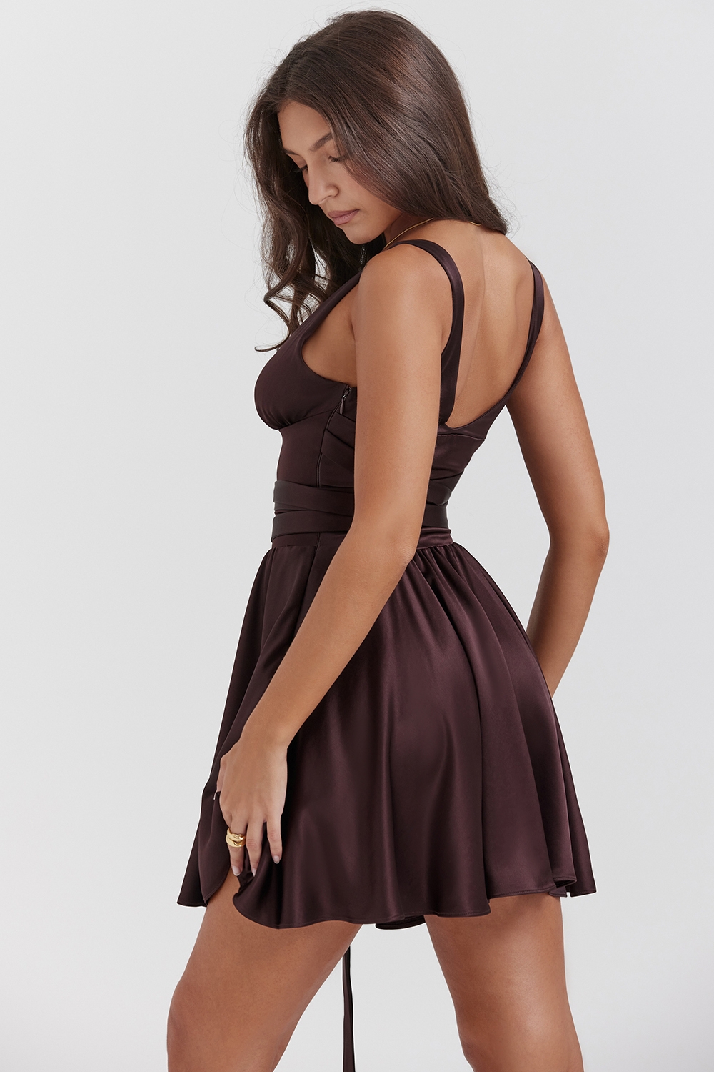 Shiema-Rich Brown Mini Dress