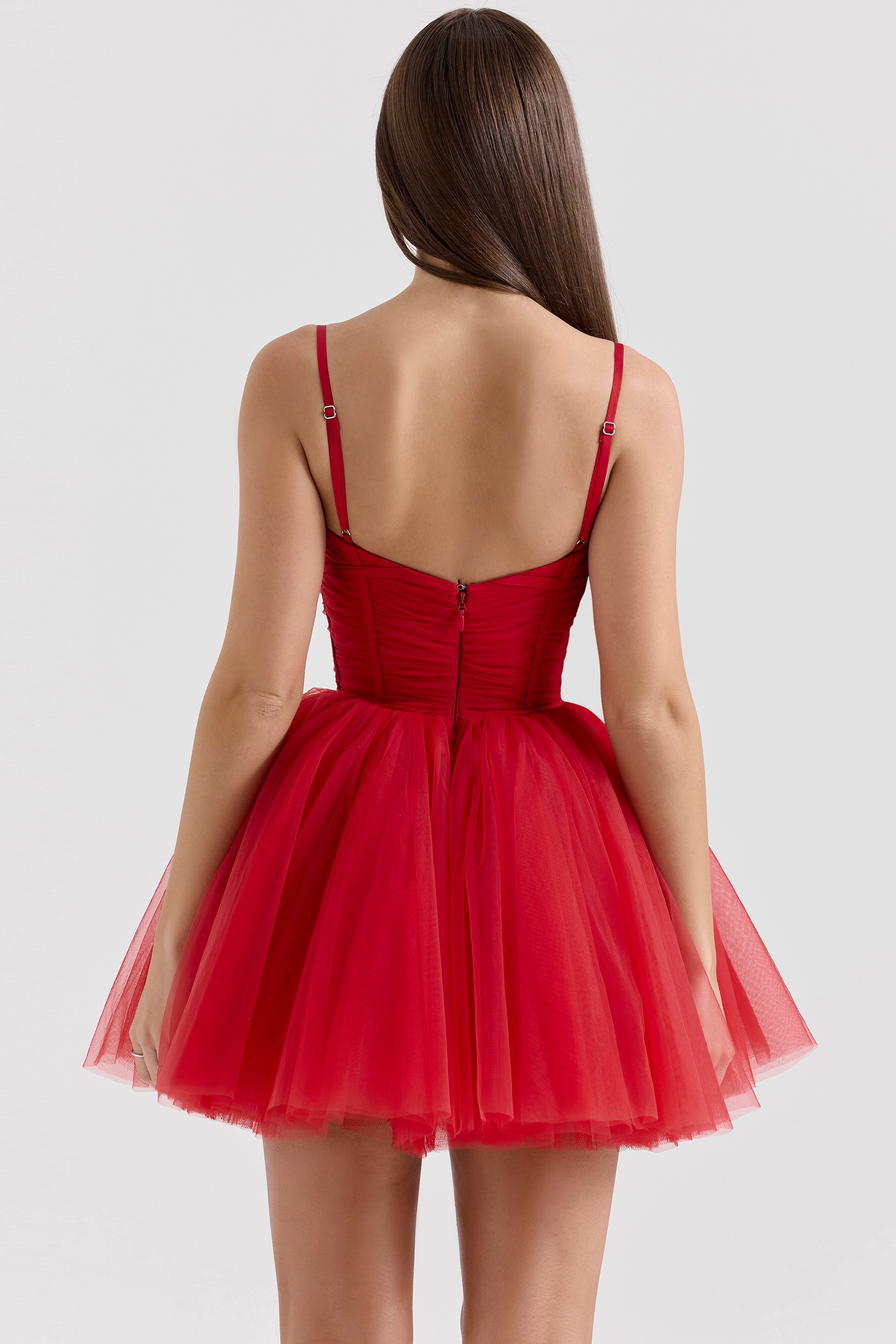 Princess-Holly Red Tulle Mini Dress