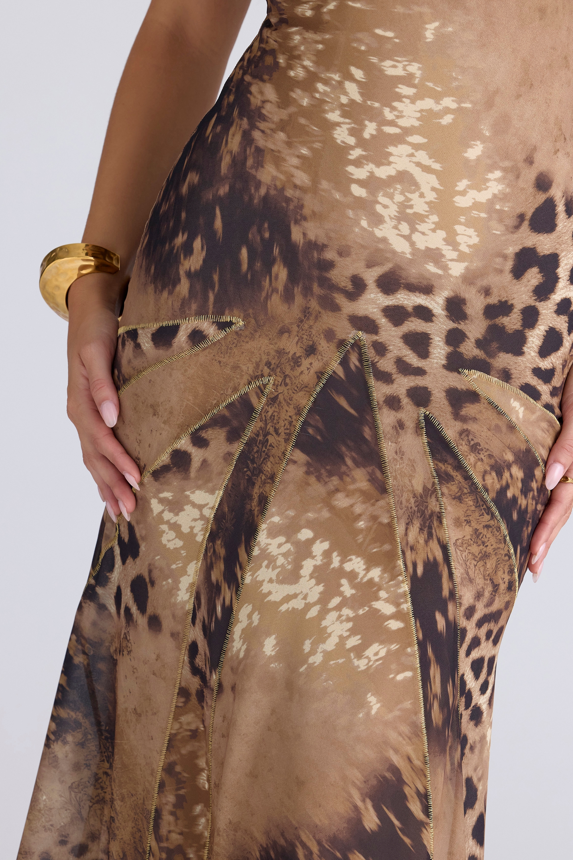 Sacha-Leopard Print Georgette Panelled Maxi Dress - Limited Edition