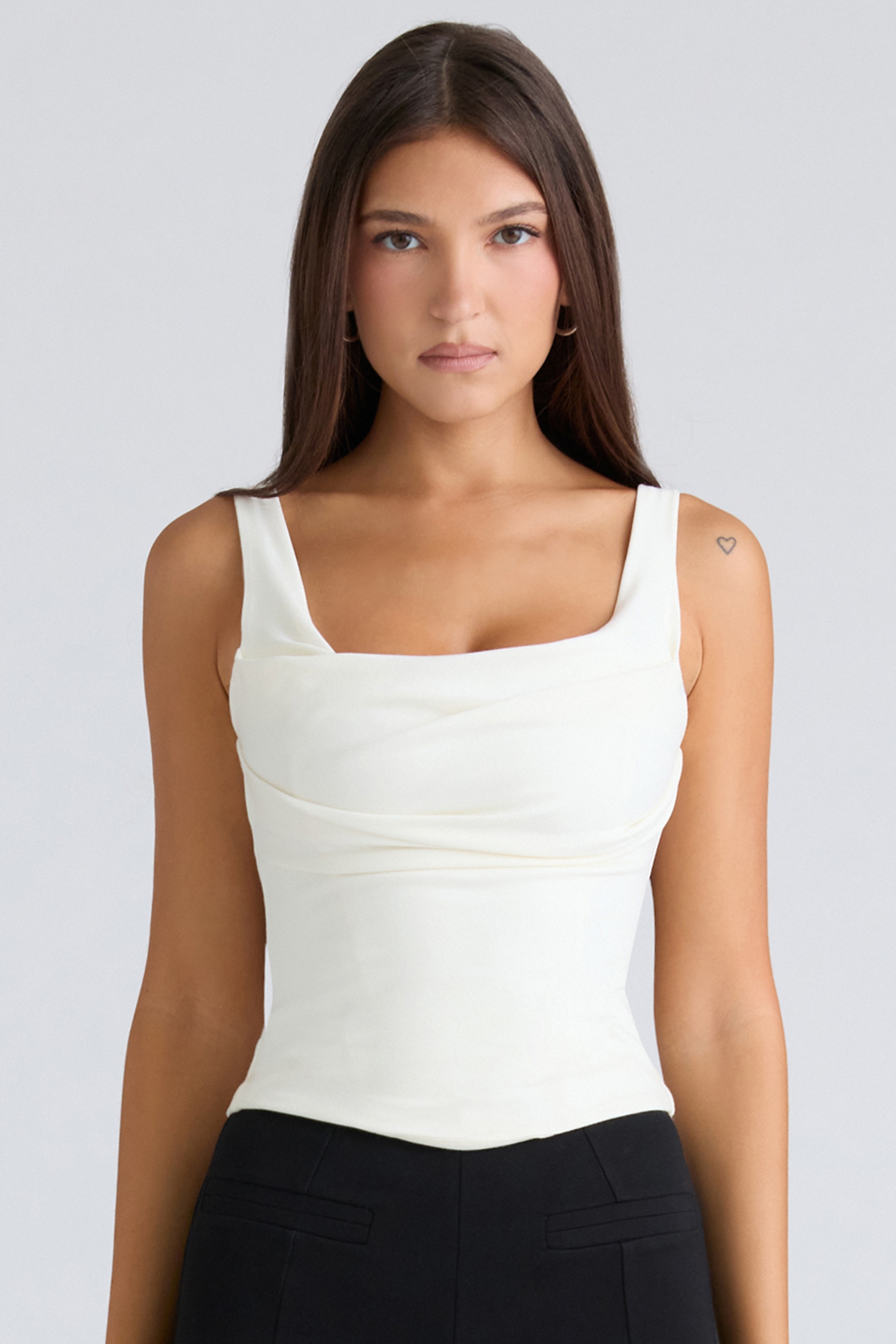 The Drape Neck-Ivory Corset Top