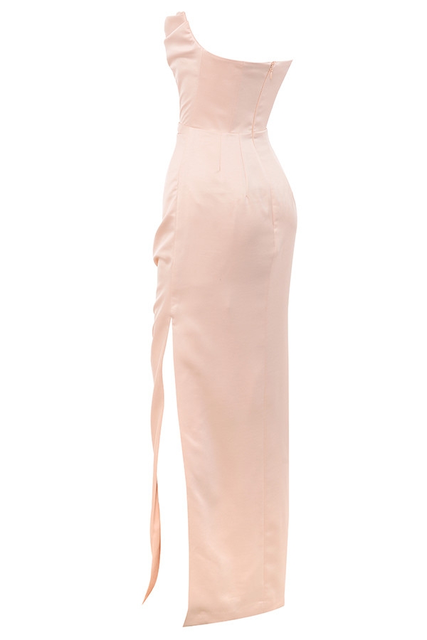 Adrienne-Champagne Satin Strapless Gown