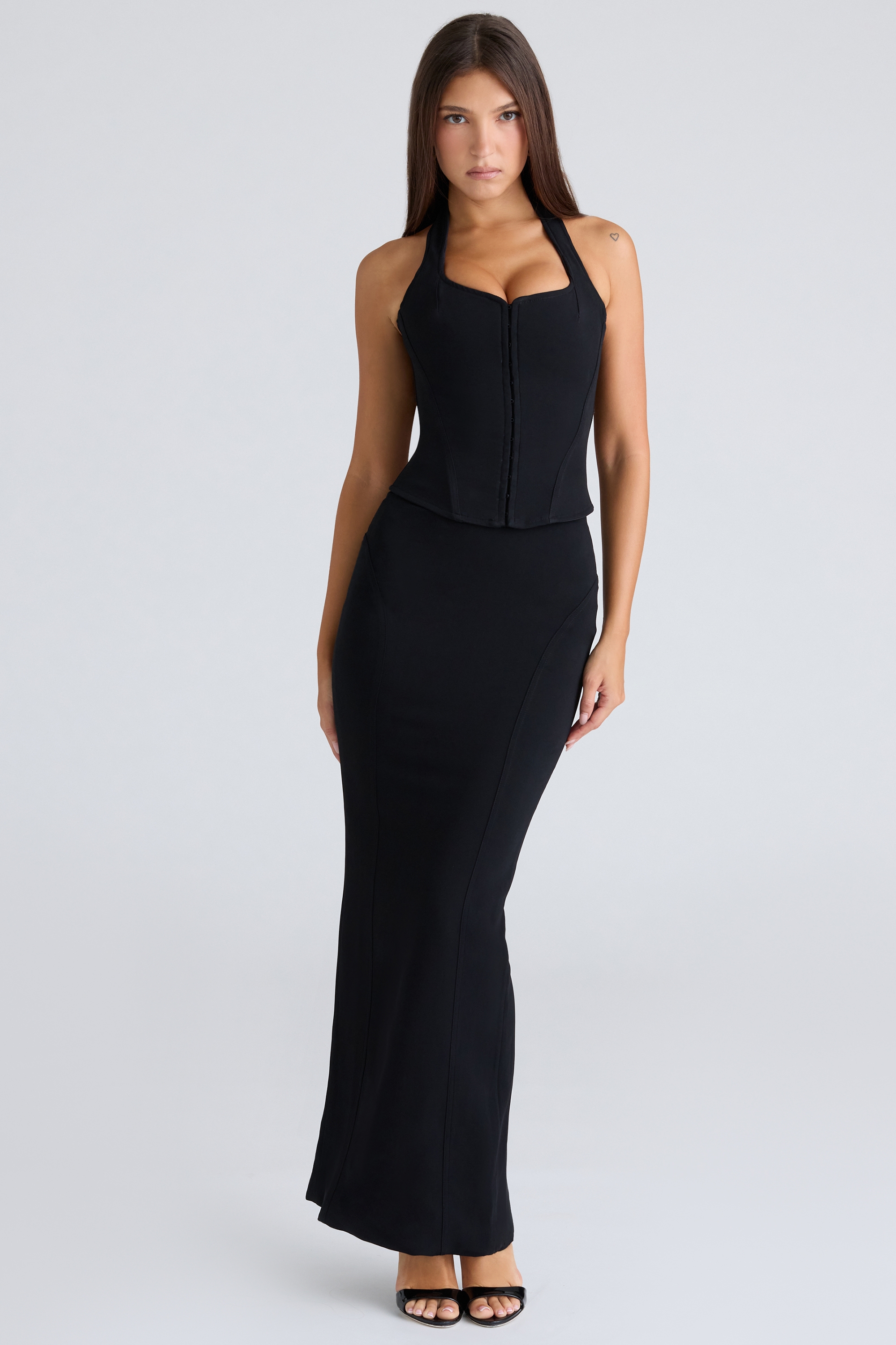 The Maxi-Black Panelled Bodycon Skirt