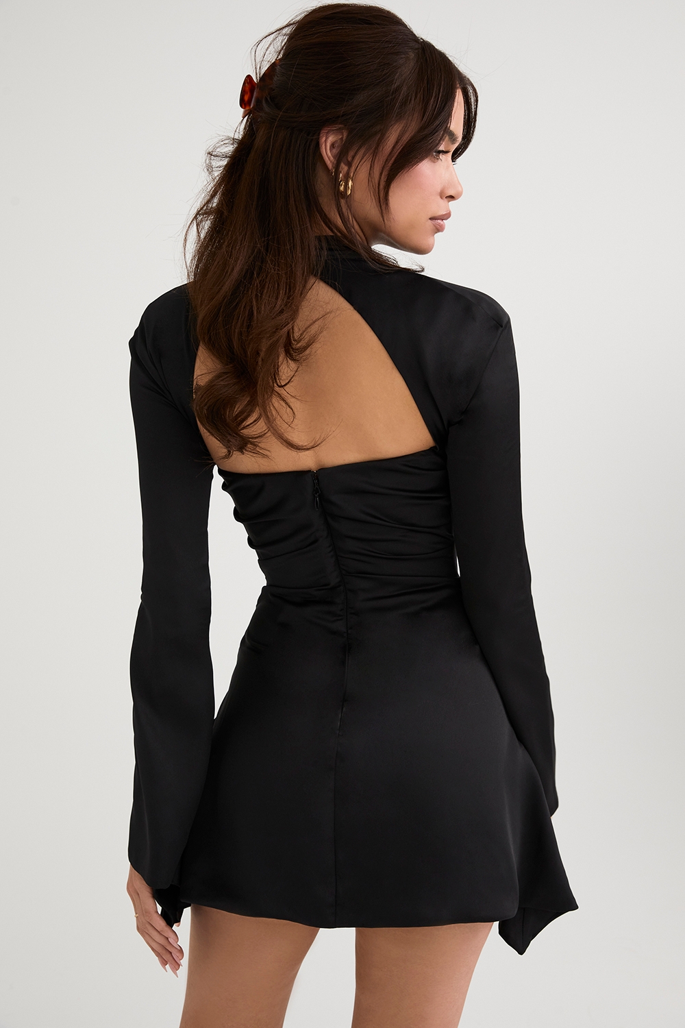 Toira-Black Draped Corset Dress