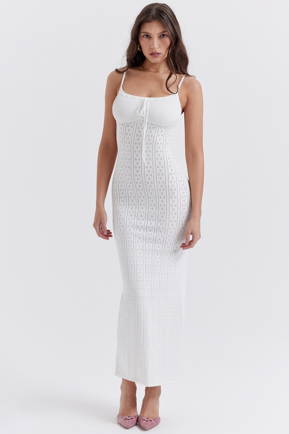 Myla-White Knit Maxi Dress