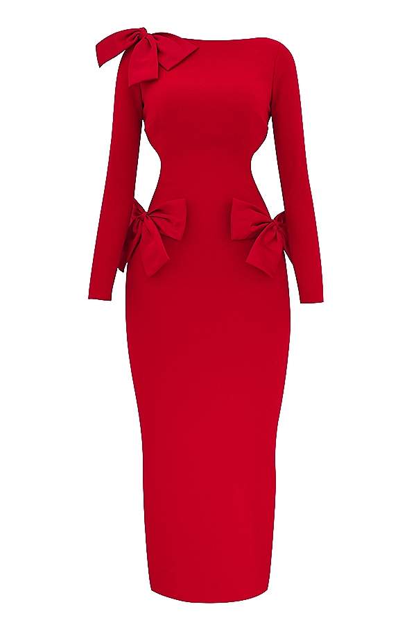 Lavele-Red Bow Maxi Dress