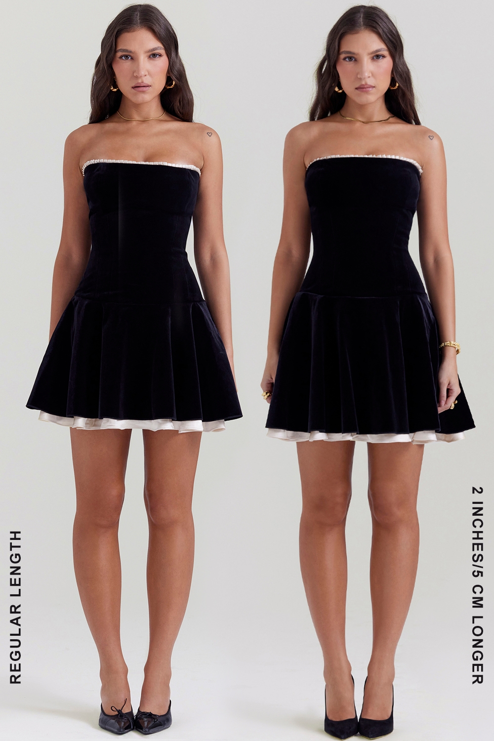 Marilla-Black Velvet Strapless Dress