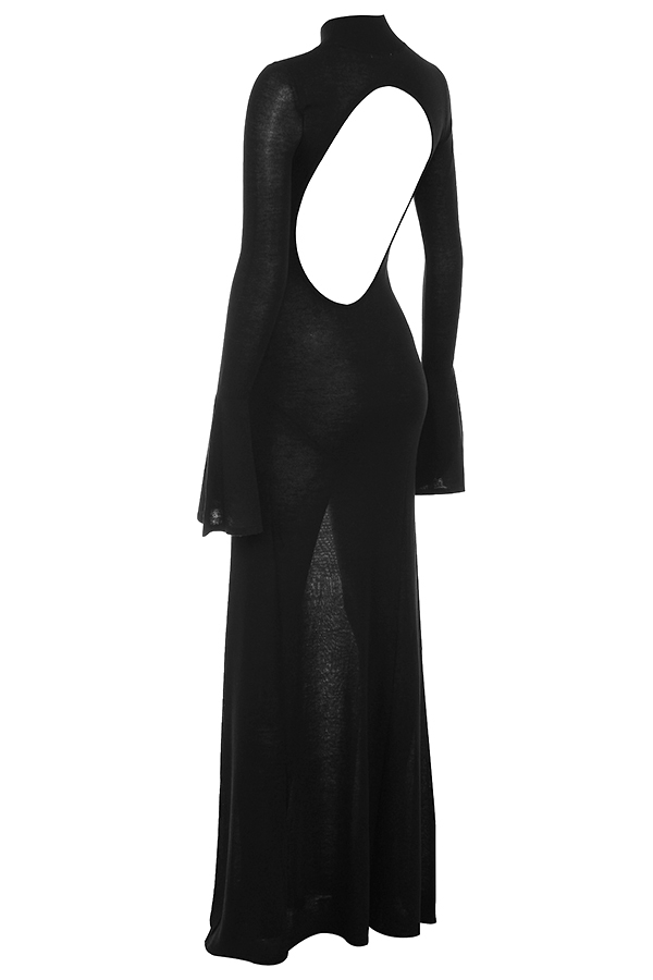 Sancha-Black Knit Maxi Dress