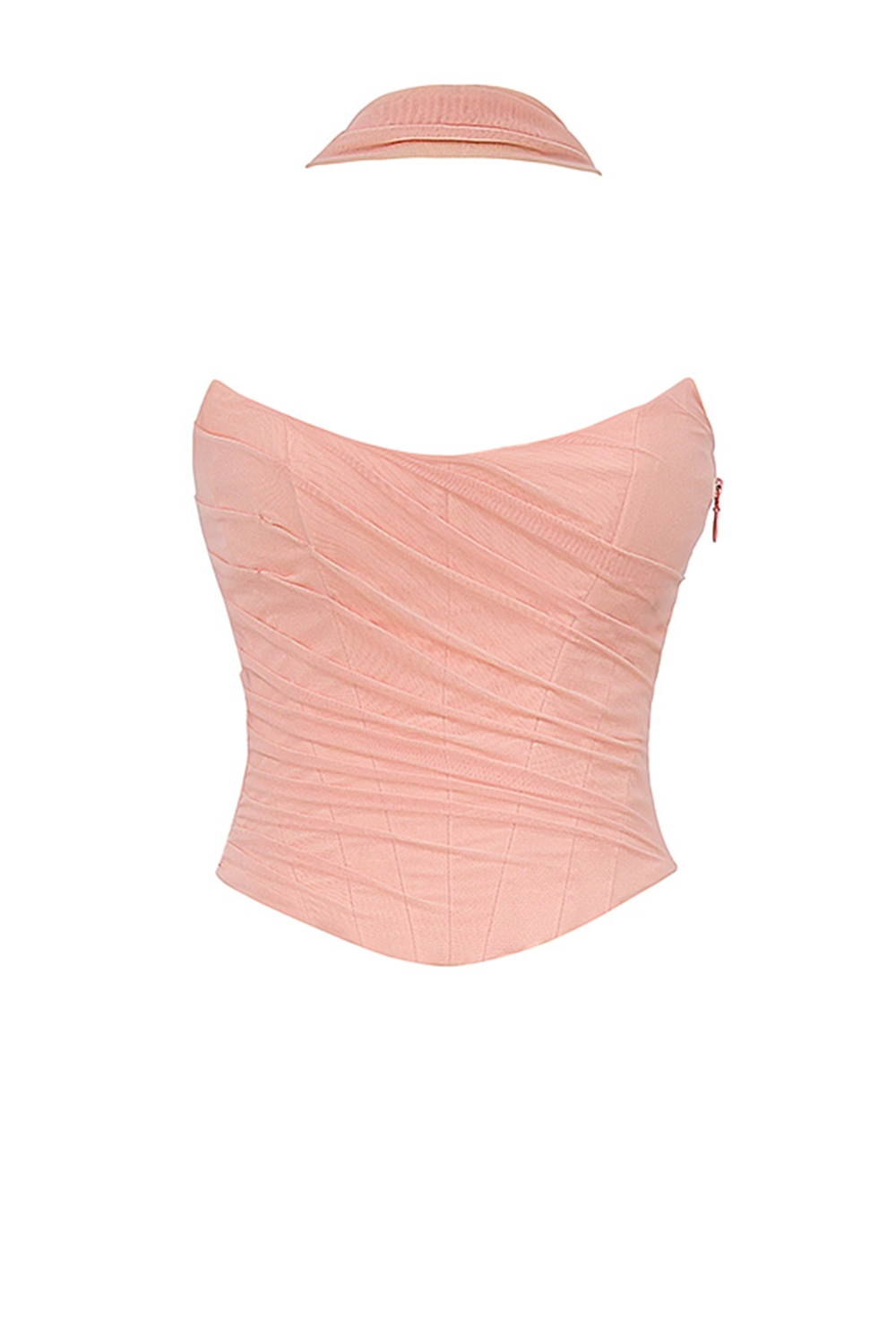 Hallie-Peach Strapless Corset With Neck Scarf