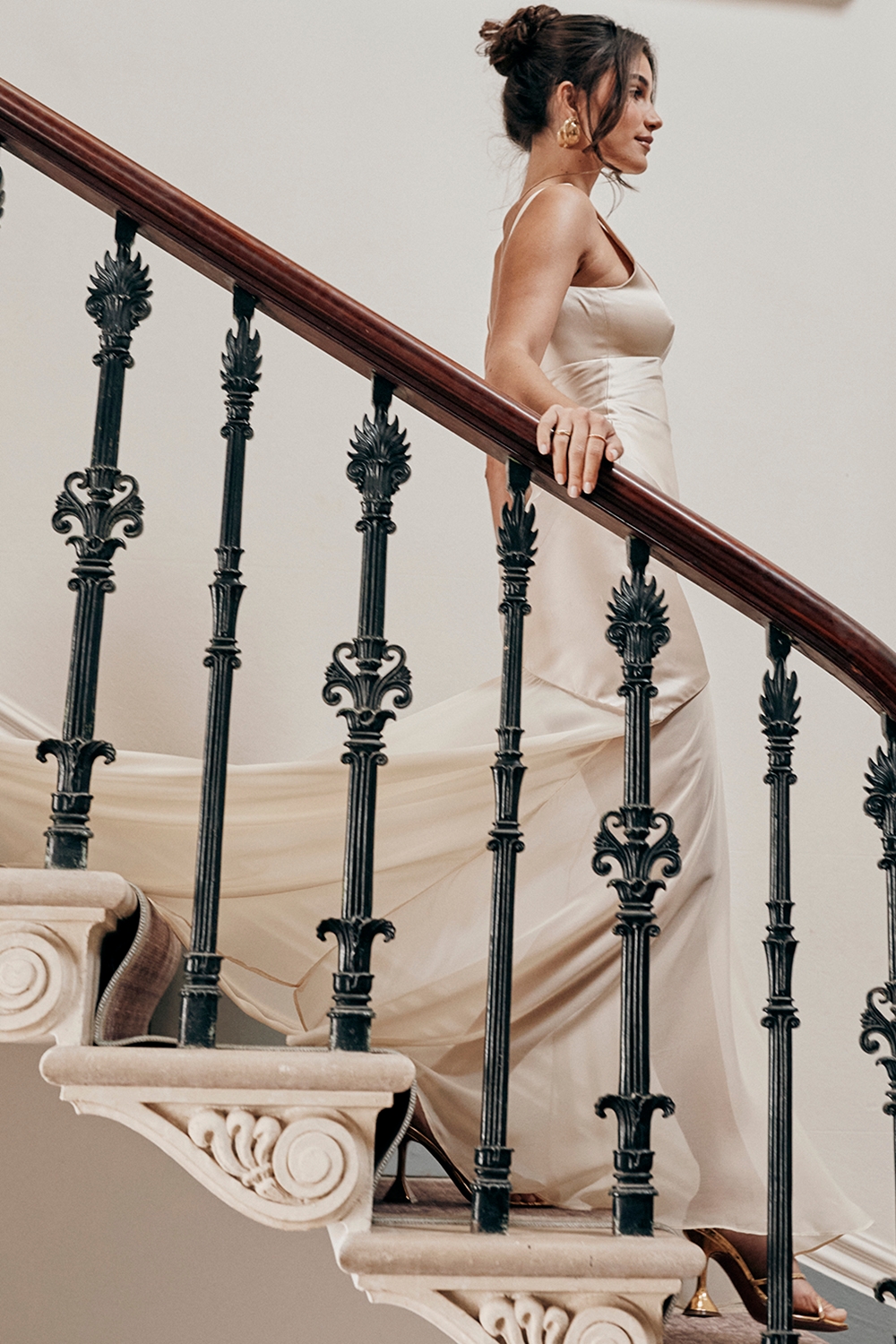 Vittoria-Champagne Chiffon Floor Length Gown