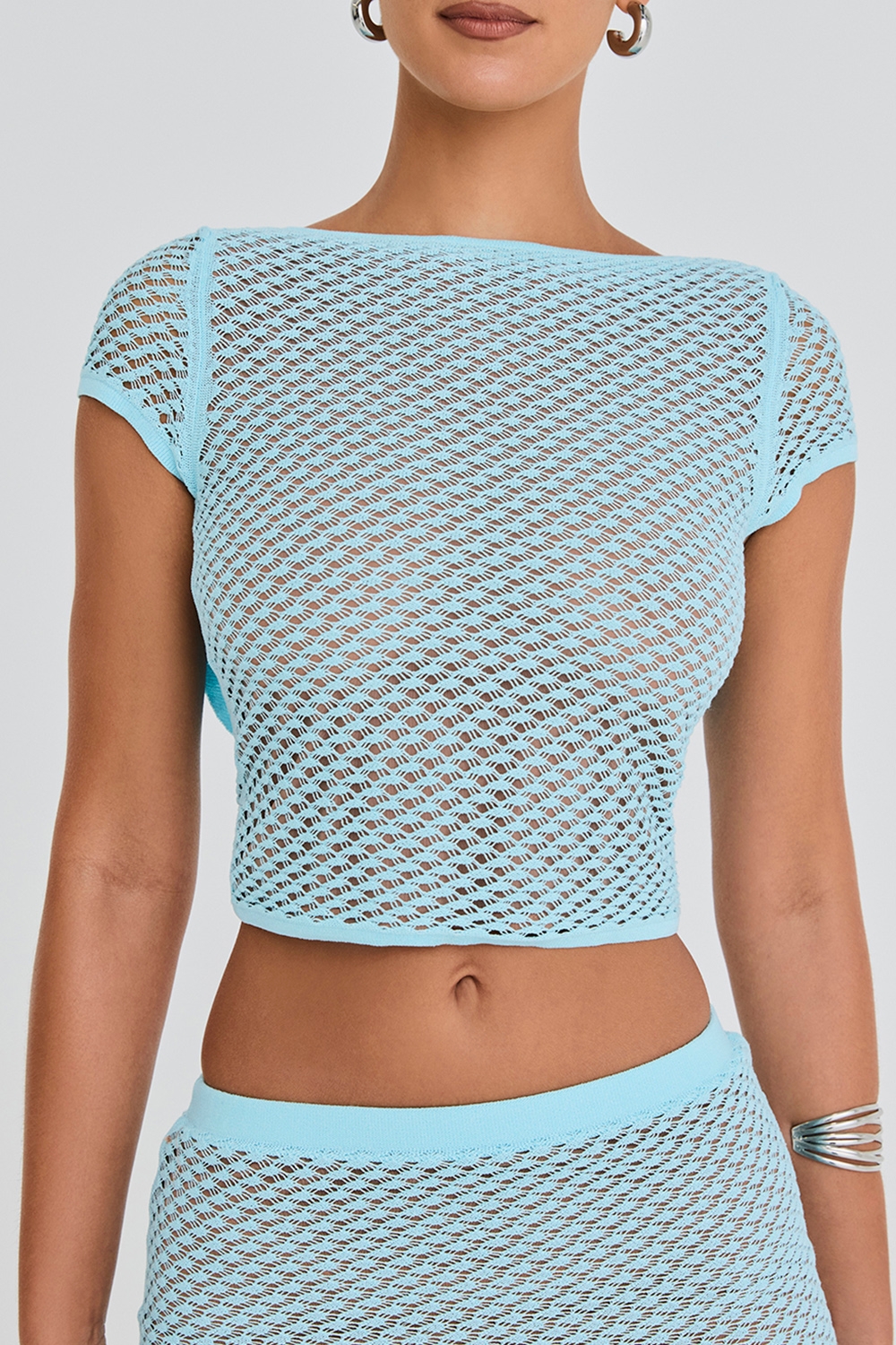 Mistress Rocks Seafoam Knit Open Back Ruffle Top - SALE