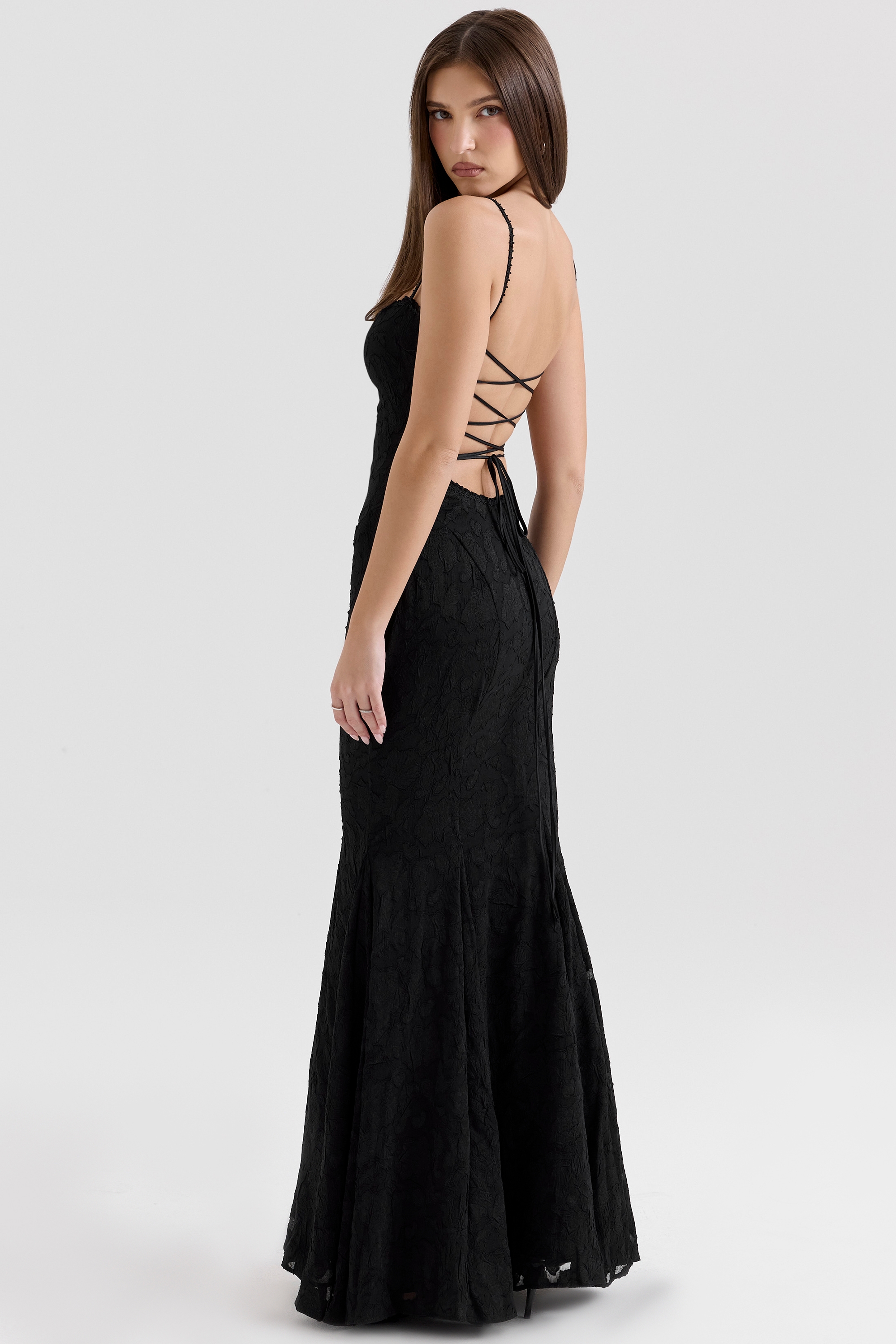 Joan-Black Lace Maxi Dress