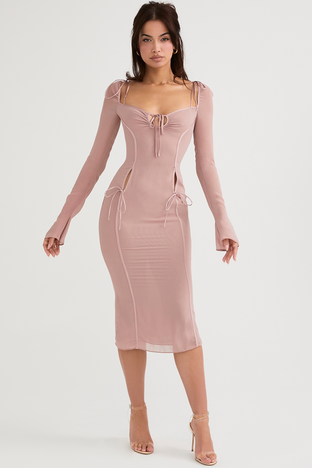 Ophelia-Blush Cutout Midi Dress