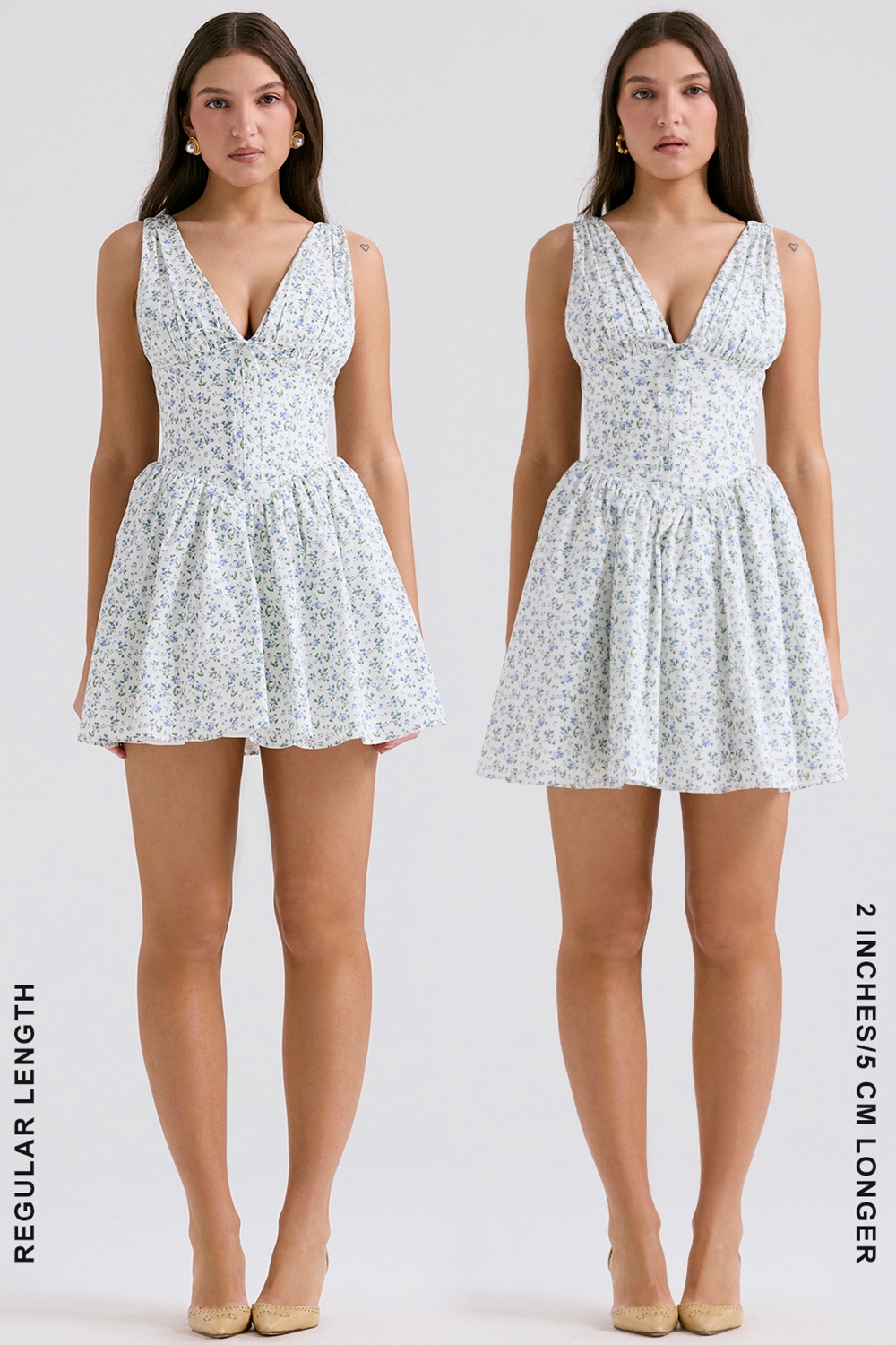 Fabrizia-White Bluebell Print Corset Mini Dress