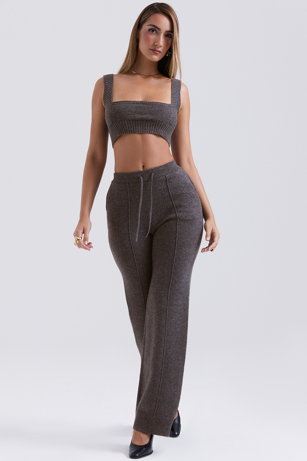 Yalina-Charcoal Cashmere Blend Trousers - SALE