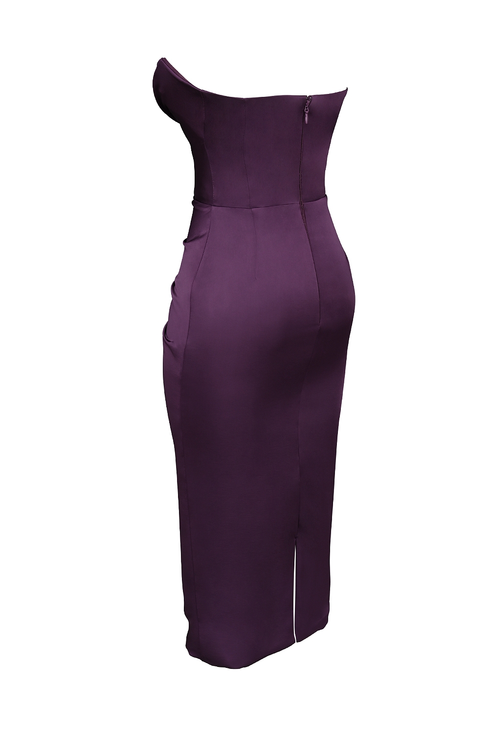 Santana-Grape Satin Strapless Midi Dress