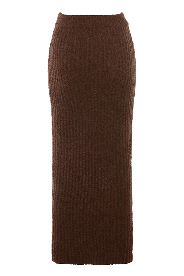 Sloane-Chocolate Soft Cotton Boucle Maxi Skirt - SALE