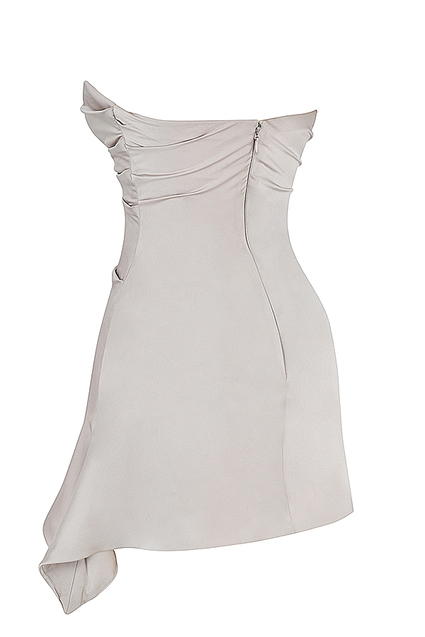 Jasmine-Oyster Draped Strapless Corset Dress