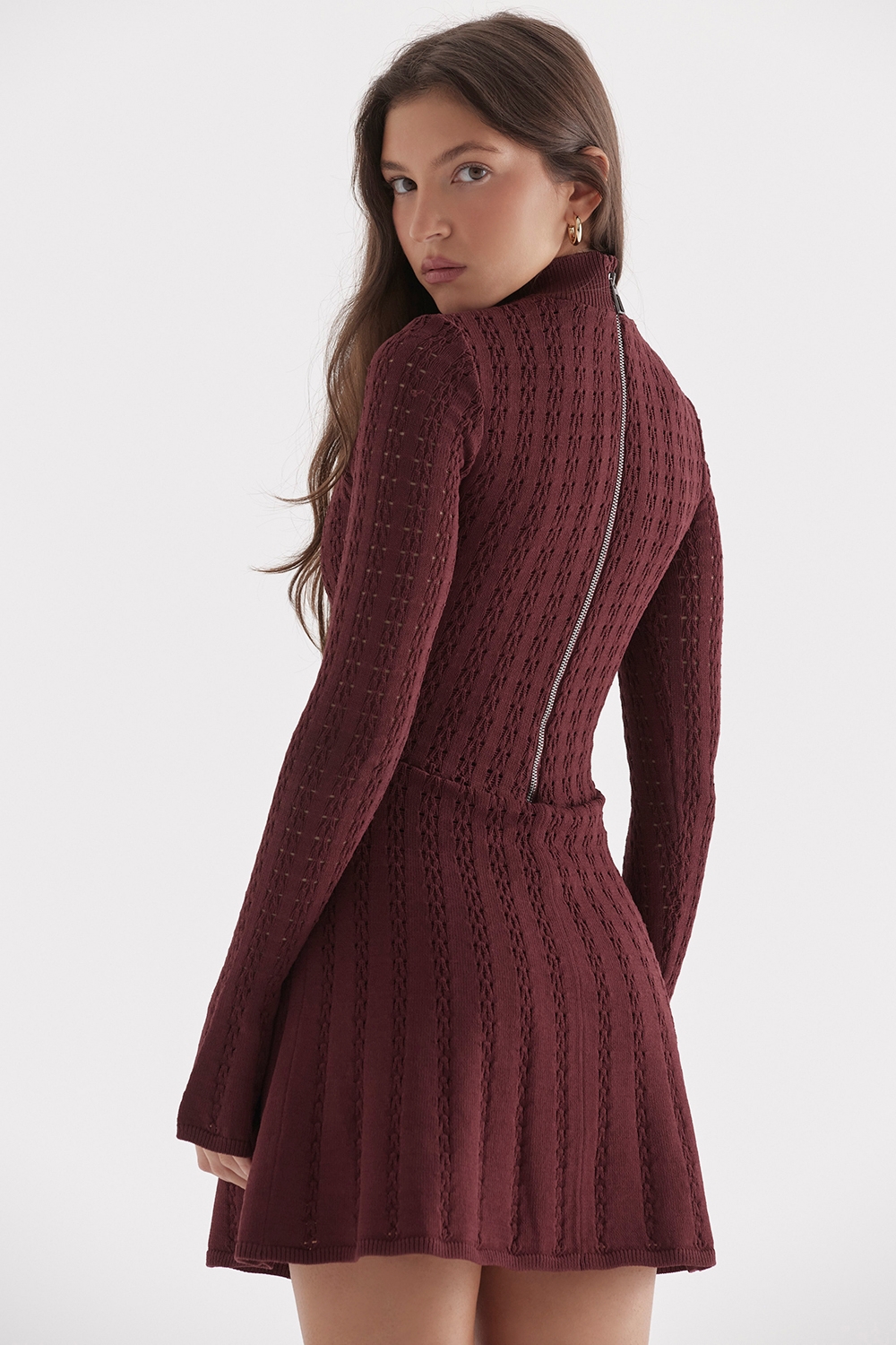 Evalina-Wine Knit Corset Dress